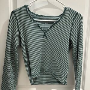 Striped Green Long Sleeve Top